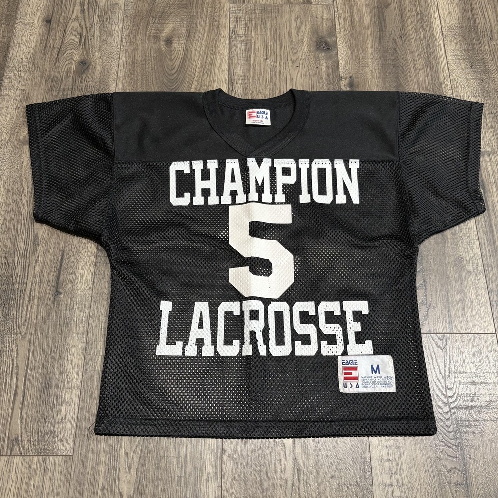 Eagle USA‎ Unisex Kids M 10-12 Black Champion 5 Lacrosse Practice Jersey Vintage